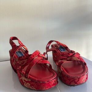 Bakers Red and Gold Women Sandals